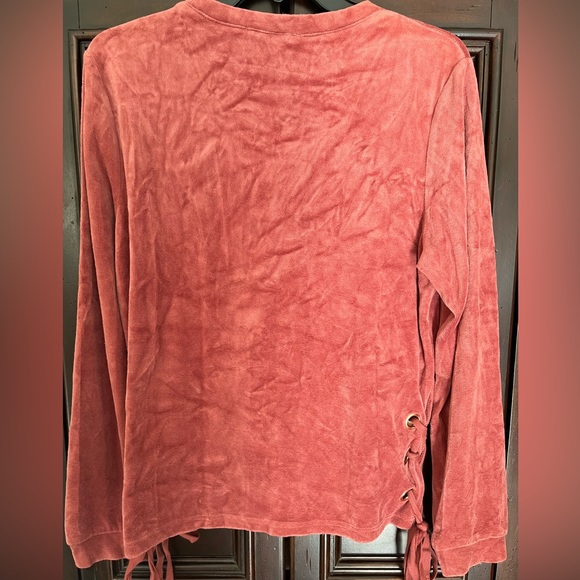 Velvet Lace Up Sweatshirt - Picture 2 of 5